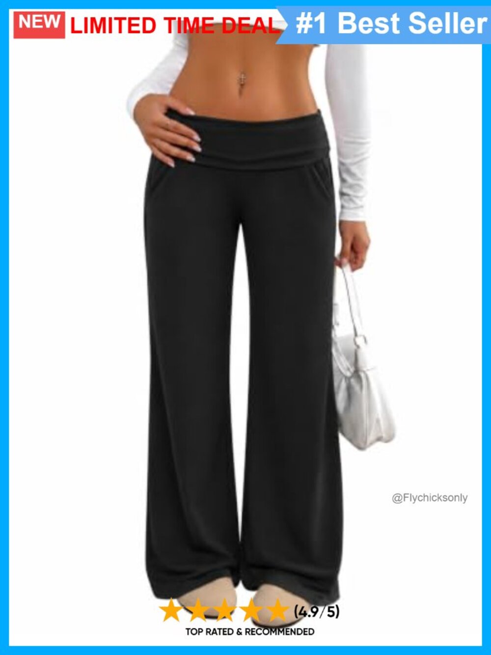 Wide Leg Yoga Pants Fold Over Waist Lounge Pajama Modal Spandex